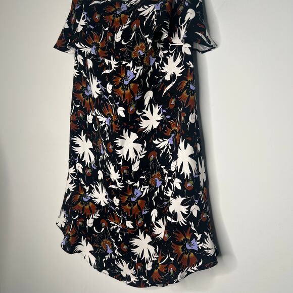 A.L.C Silk Black Floral Strapless Mini Dress Size 0 - Picture 7 of 9
